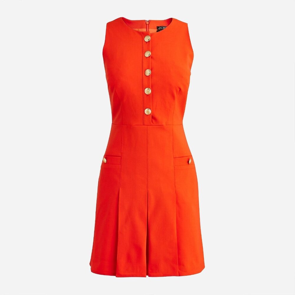 NWT J.Crew Sleeveless Pleated Mini in Guarana Italian Bi-stretch Wool Dress 16